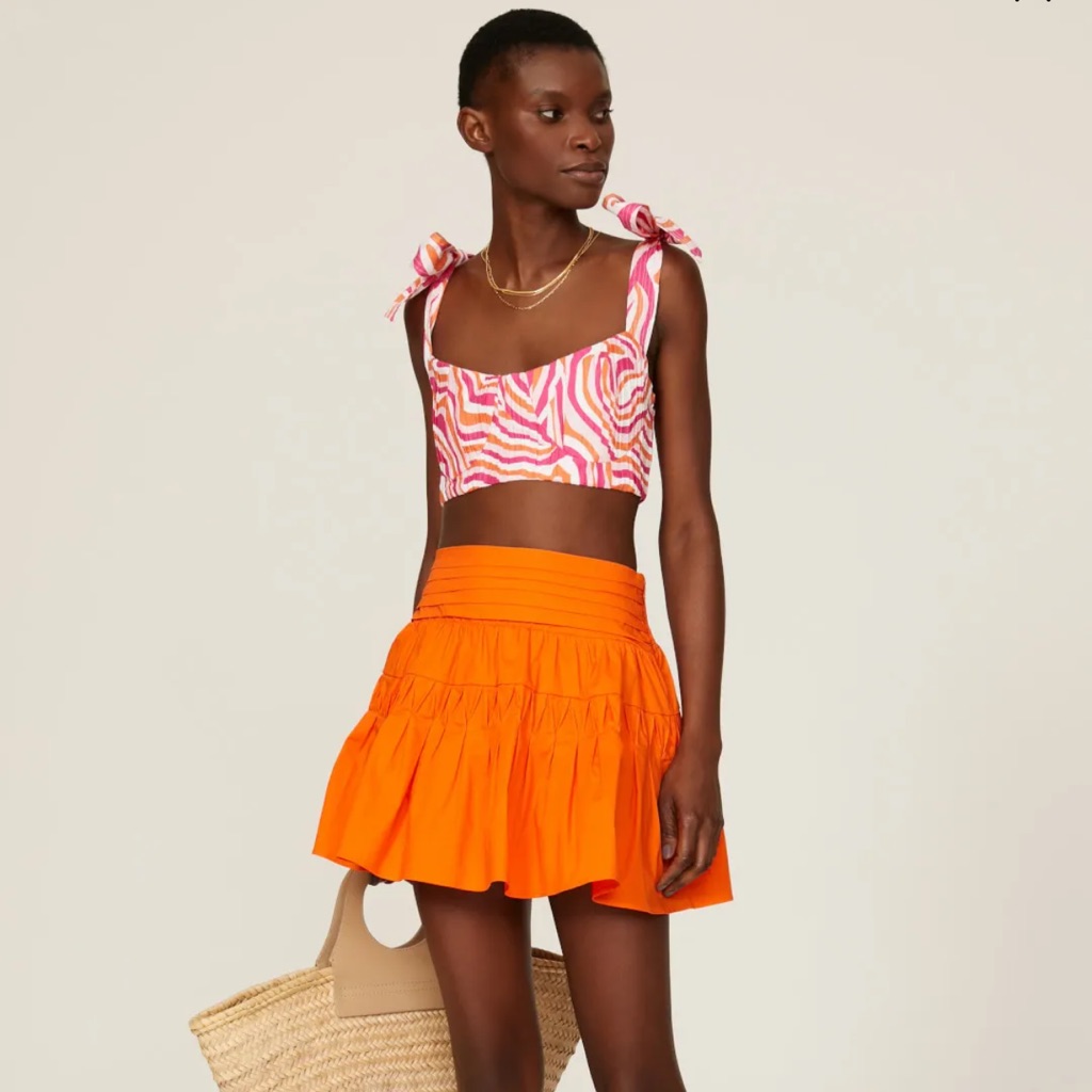 Ramy Brook Kimmy Flounce Orange Mini Skirt